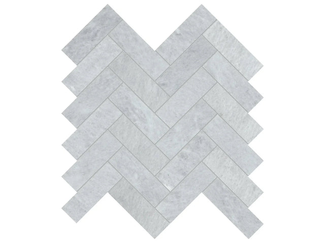 Anatolia Tile 1.25X4 Aura Fresca Herringbone Honed Marble Mosaic 5001-0299-0 * 1 Sheet = .89 Sqft * Aura Fresca Herringbone - premium natural stone mosaic tile from Anatolia Tile, available at PoshHaus showroom in Keene, NH