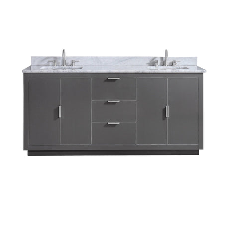 Avanity Austen 73 in. Vanity Combo in Twilight Gray with Silver Trim and Carrara White Marble Top 