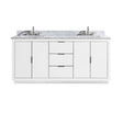 Avanity Austen 73 in. Vanity Combo in White with Silver Trim and Carrara White Marble Top 