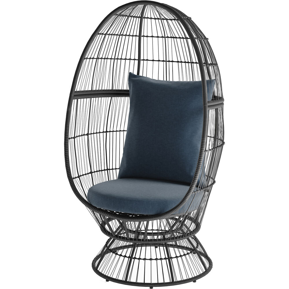 Hanover AVAEGG-GRY Ava Stationary Single Swivel Egg Chair with Cushions
