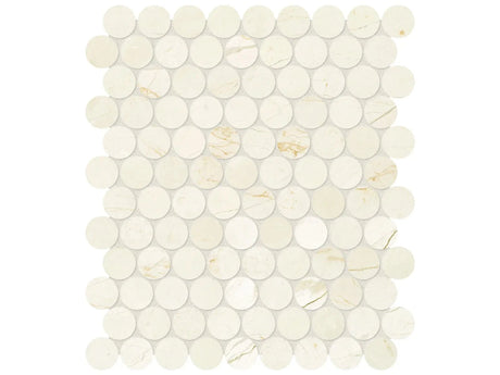 Anatolia Tile 1.25" Avorio Crema Penny Round Honed Marble Mosaic 5001-0261-0 * 1 Sheet = .99 Sqft * Avorio Crema Penny Round - premium natural stone mosaic tile from Anatolia Tile, available at PoshHaus showroom in Keene, NH