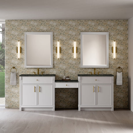 Bellshire 96" Dual Vanity Set with 24" Make-Up Counter, Bright White w/3 cm Phantome Eclos Top