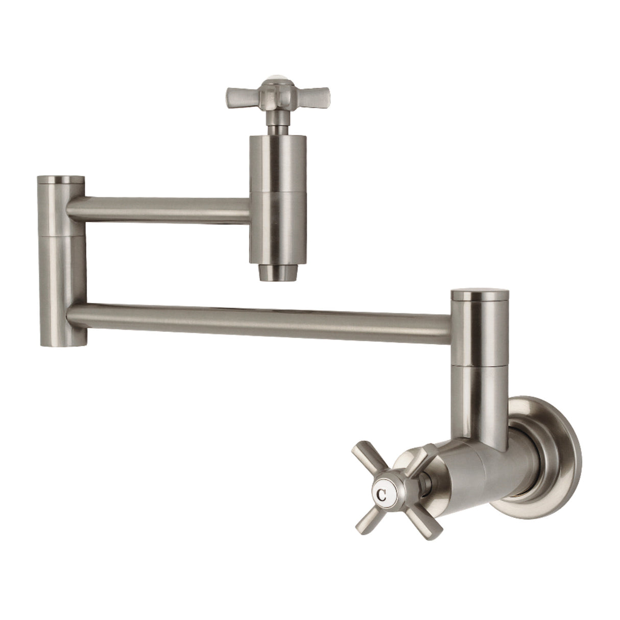 Kingston Brass KS8108ZX Millennium Wall Mount Pot Filler Kitchen Faucet, Brushed Nickel