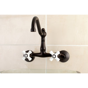 Kingston Brass KS3225PX Vintage 6" Adjustable Center Wall Mount Kitchen Faucet, Oil Rubbed Bronze