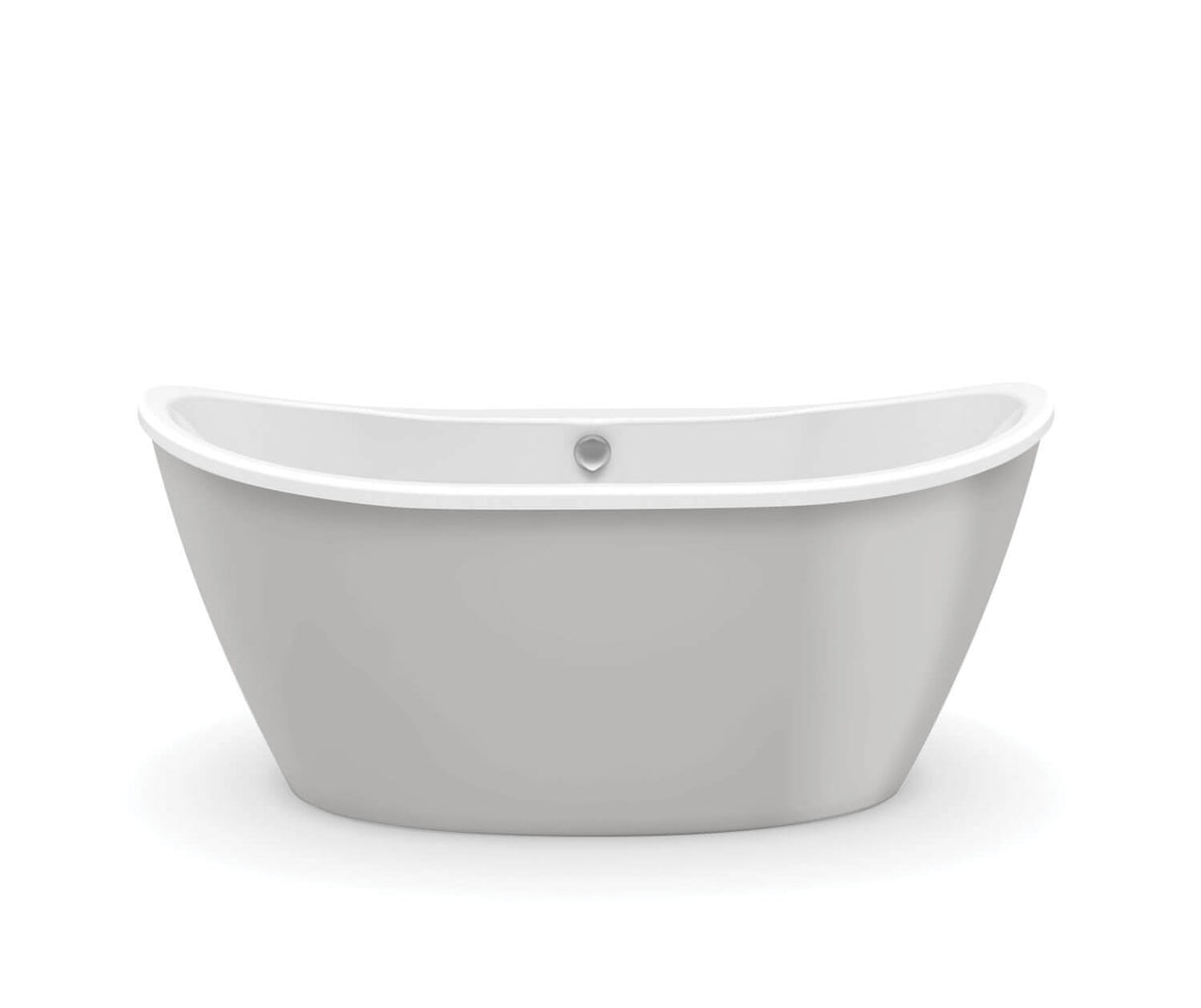 MAAX 106192-000-002-125 Delsia 6032 AcrylX Freestanding Center Drain Bathtub in White with Sterling Silver Skirt