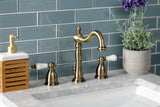 Kingston Brass KB1973PL Heritage Widespread Bathroom Faucet with Brass Pop-Up, Antique Brass