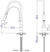 Brushed Nickel Square Kitchen Faucet with Black Rubber Stem