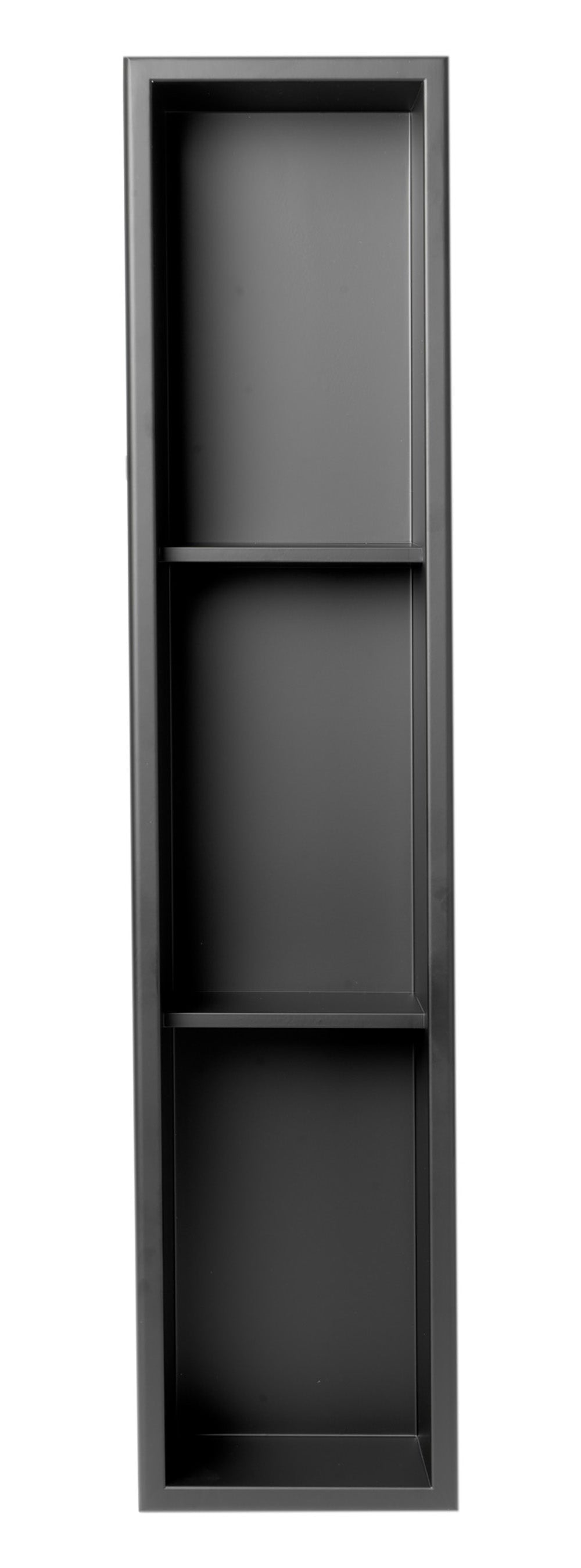 ALFI brand 8" x 36" Black Matte Stainless Steel Vertical Triple Shelf Bath Shower Niche