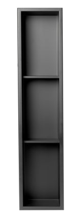ALFI brand 8" x 36" Black Matte Stainless Steel Vertical Triple Shelf Bath Shower Niche