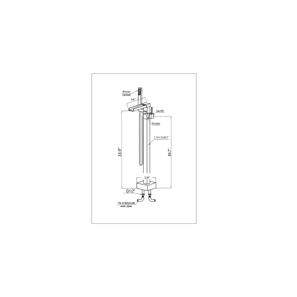 ANZZI FS-AZ0059BN Union 2-Handle Claw Foot Tub Faucet with Hand Shower in Brushed Nickel