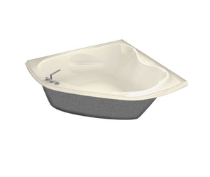 MAAX 105680-109-004 Murmur 5555 Acrylic Corner Center Drain Combined Hydrosens & Aerosens Bathtub in Bone