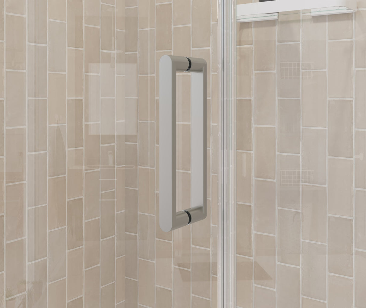 MAAX 138269-900-305-100 Manhattan 41-43 x 68 in. 6 mm Pivot Shower Door for Alcove Installation with Clear glass & Round Handle in Brushed Nickel