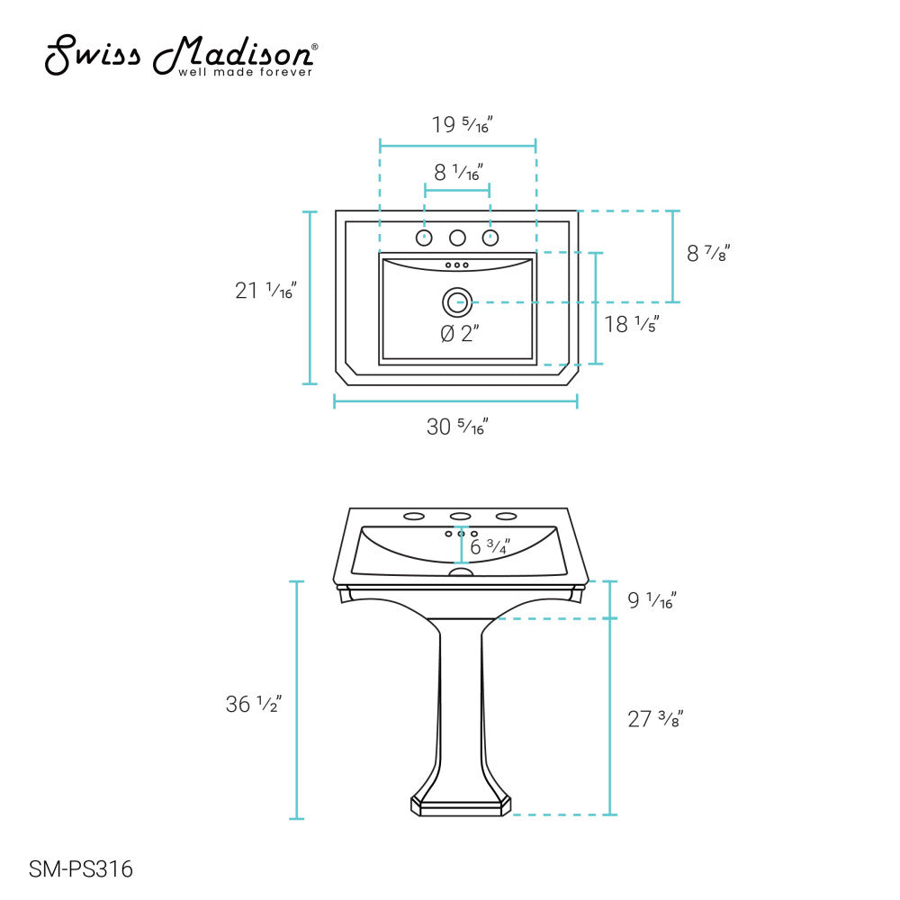 Voltaire Two-Piece Pedestal Sink