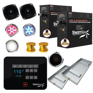 Black Series Wifi and Bluetooth 15kW QuickStart Steam Bath Generator Package in Gold BKT1500GD-A