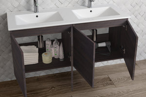 DAX Malibu Engineered Wood and Porcelain Onix Basin with Double Vanity Cabinet, 48", Wenge DAX-MAL014813-ONX