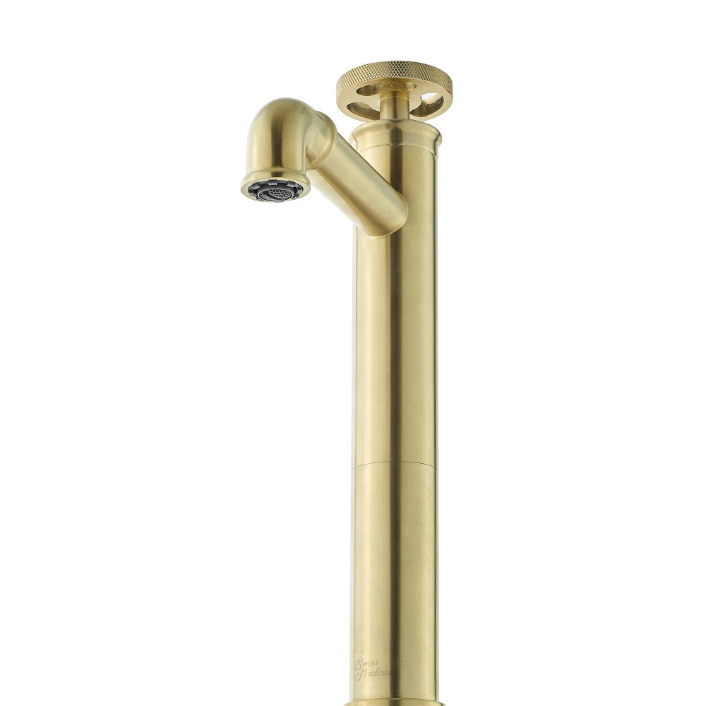 Avallon Single Hole, Single-Handle Wheel, High Arc Bathroom Faucet in Brushed Gold