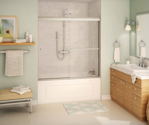 MAAX 135673-900-305-000 Aura 55-59 x 57 in. 8 mm Bypass Tub Door for Alcove Installation with Clear glass in Brushed Nickel