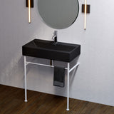 Claire 30 Ceramic Console Sink Matte Black Basin Matte White Legs