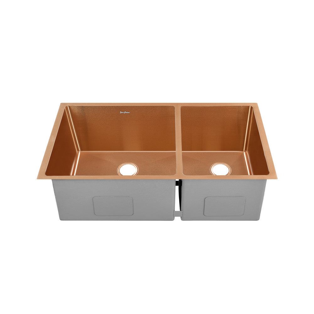 Rivage 33 x 20 Stainless Steel, Dual Basin, Undermount Kitchen Sink in Rose Gold