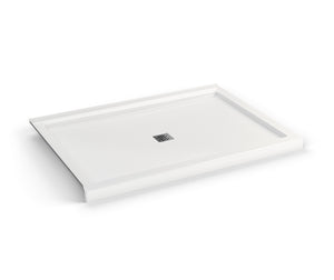 MAAX 420036-542-001-100 B3Square 6042 Acrylic Corner Left Shower Base in White with Anti-slip Bottom with Center Drain