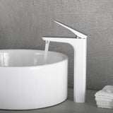 DAX Brass Single Handle Vessel Bathroom Basin Faucet, White DAX-805L-CW