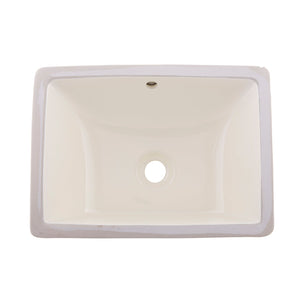 DAX Ceramic Square Single Bowl Undermount Bathroom Basin, Ivory BSN-202C-I