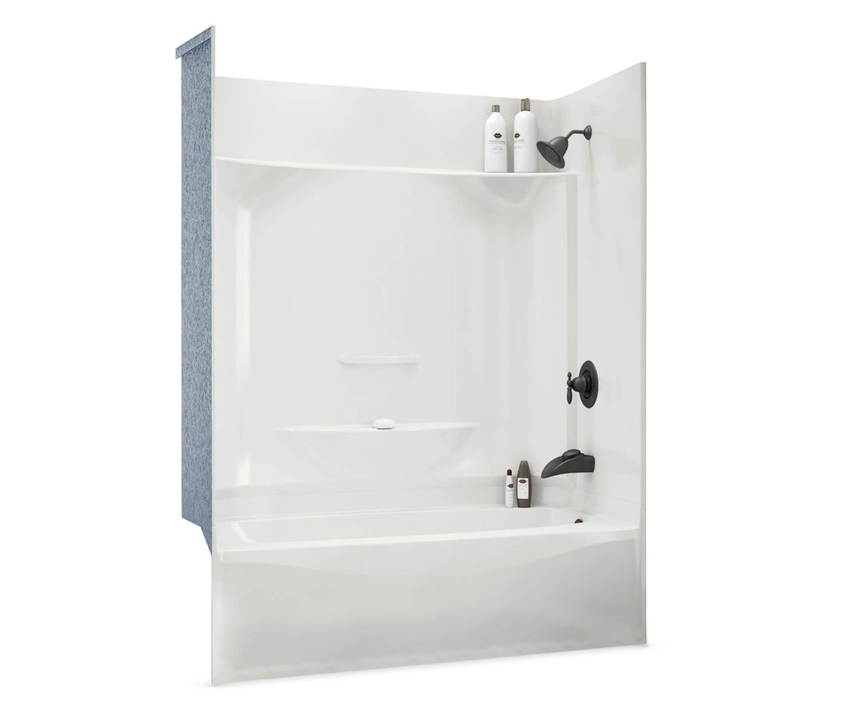 Aker KDTS 3260 AcrylX Alcove Left-Hand Drain Four-Piece Tub Shower in Sterling Silver