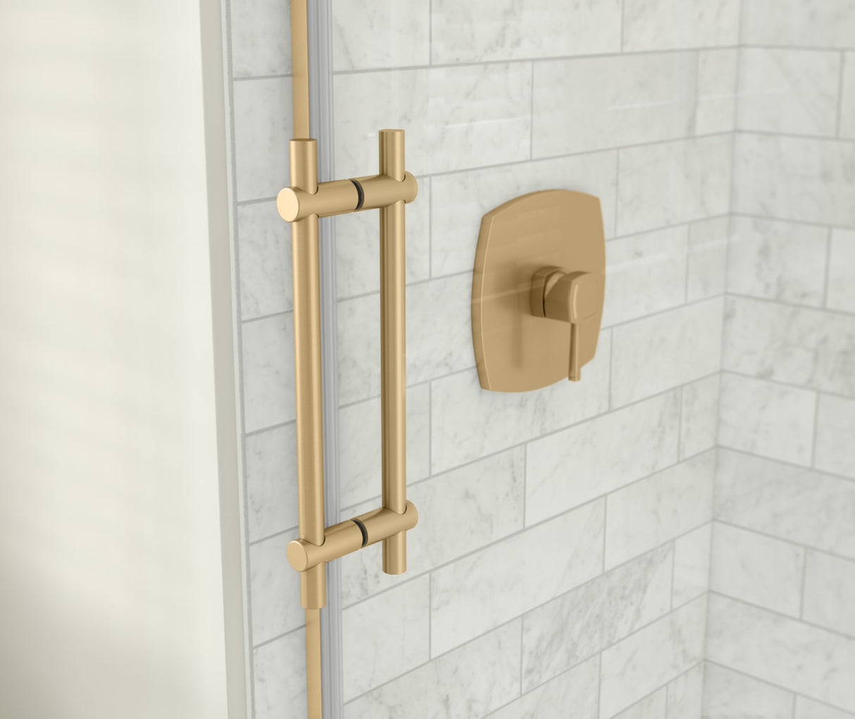 MAAX 137420-900-343-000 Odyssey SC 57-59 ½ x 78in. 8 mm Sliding Shower Door for Alcove Installation with Clear glass in Brushed Gold