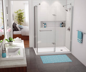 MAAX 105594-000-001-002 Rectangular Base 6036 3 in. Acrylic Corner Left or Right Shower Base with Right-Hand Drain in White