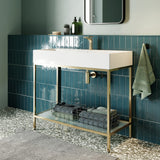 Pierre 40 Single, Freestanding, Open Shelf, Gold Metal Frame Bathroom Vanity