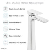 Monaco Single Hole, Single-Handle, High Arc Bathroom Faucet in Chrome