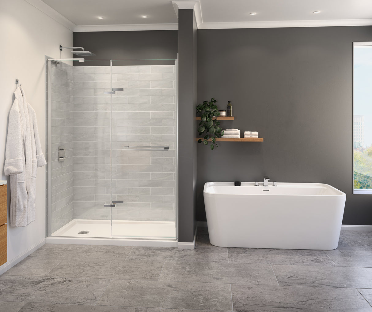MAAX 139587-810-084-000 Capella 78 56-59 x 78 in. 8 mm Pivot Shower Door for Alcove Installation with GlassShield® glass in Chrome