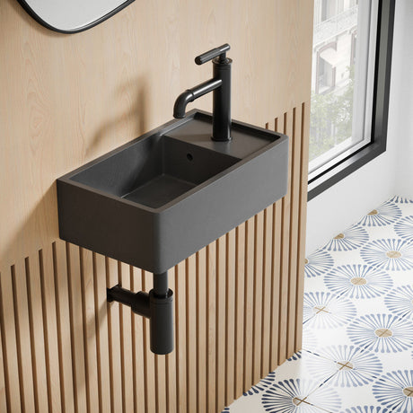 Lisse 17.5" Rectangle Concrete Wall-Mount Bathroom Sink in Dark Grey