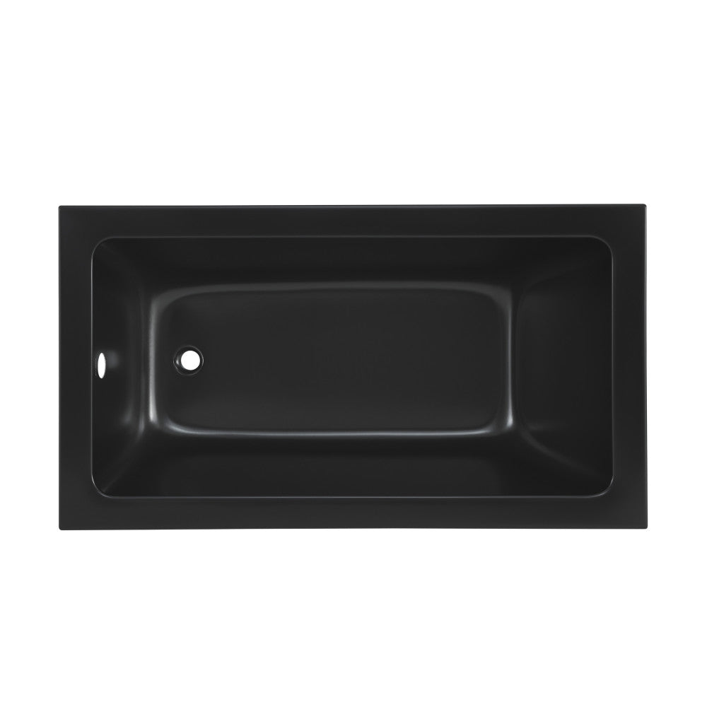 Voltaire 54"x30" Reversible Drain Drop-In Bathtub in Matte Black