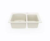 Swanstone KSDB-2518 18 x 25 Swanstone Dual Mount Double Bowl Sink in Bone KS02518DB.037