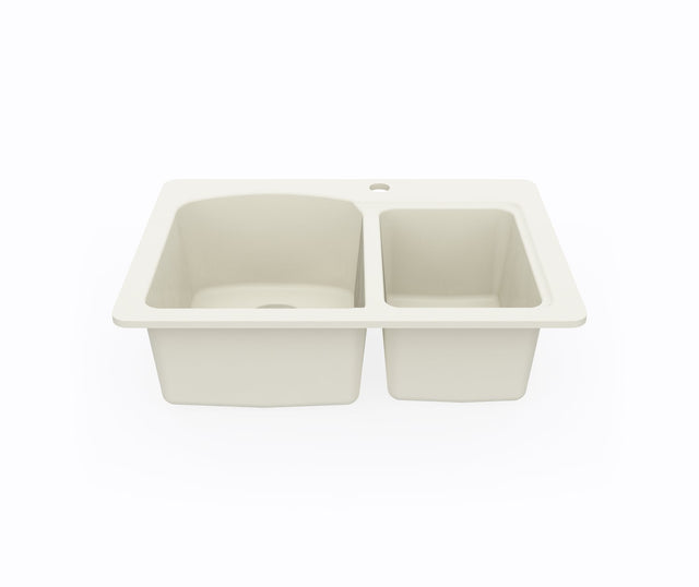 Swanstone KSDB-2518 18 x 25 Swanstone Dual Mount Double Bowl Sink in Bone KS02518DB.037