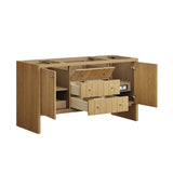 Hudson 60" Single Vanity, Light Natural Oak w/ 3 CM Ethereal Noctis Top w/ FreePower Wireless Charger