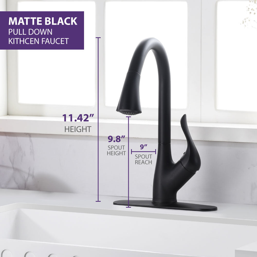 ANZZI KF-AZ031MK Accent Series Single-Handle Pull-Down Sprayer Kitchen Faucet in Matte Black