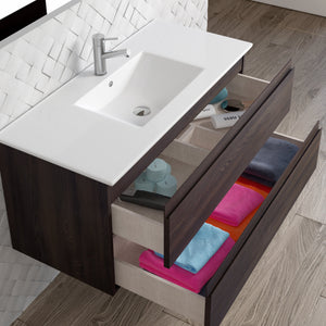 DAX Pasadena Engineered Wood and Porcelain Onix Basin with Vanity Cabinet, 40", Wenge DAX-PAS014013-ONX