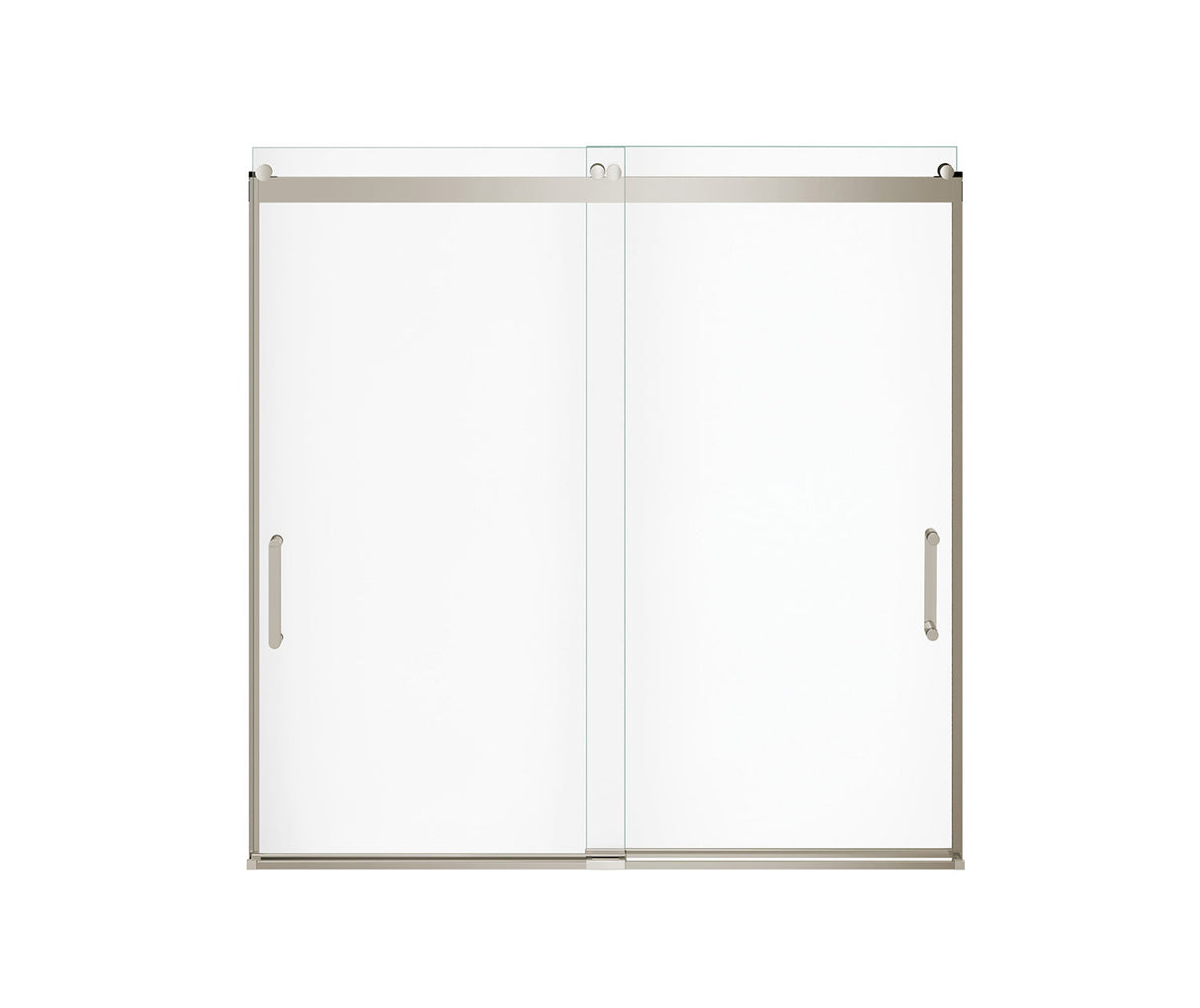 MAAX 136692-900-305-000 Revelation Round 56-59 in. x 56 ¾-59 ¼ in. 6 mm Bypass Tub Door for Alcove Installation with Clear glass in Brushed Nickel