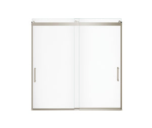 MAAX 136692-900-305-000 Revelation Round 56-59 in. x 56 ¾-59 ¼ in. 6 mm Bypass Tub Door for Alcove Installation with Clear glass in Brushed Nickel
