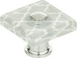 Atlas Homewares Quatrefoil Glass Square Knob 1 1/2 Inch Polished Chrome