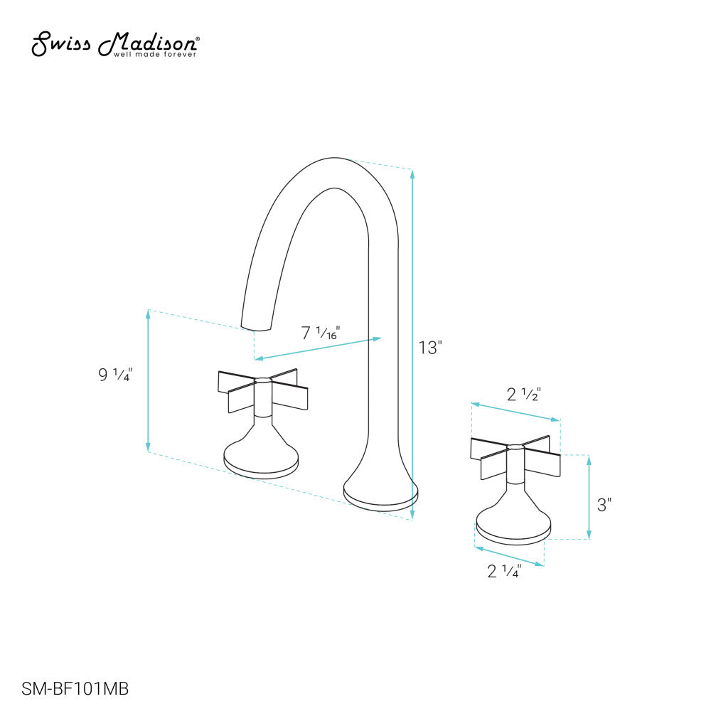 Daxton 8 in. Widespread, Cross Handle, Bathroom Faucet in Matte Black