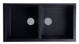 ALFI brand AB3420UM-BLA Black 34" Undermount Double Bowl Granite Composite Kitchen Sink