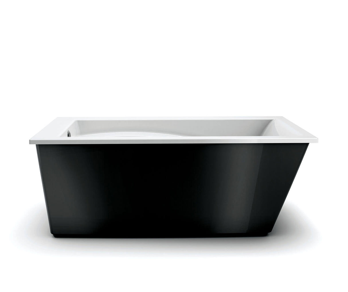 MAAX 105571-000-001-105 Optik 6032 F Acrylic Freestanding End Drain Bathtub in White with Black Skirt