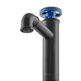 Avallon Single Hole, Single-Handle Wheel, Bathroom Faucet in Matte Black with Blue Handle