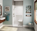Aker OPS-3636-RS AcrylX Alcove Center Drain One-Piece Shower in Thunder Grey - Massachusetts Compliant Model