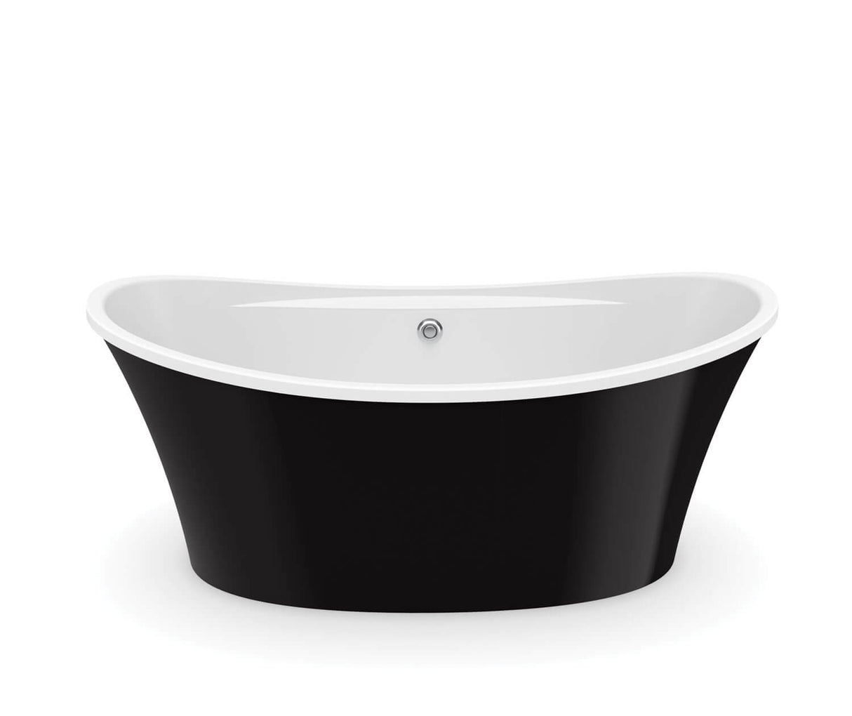 MAAX 106267-000-001-102 Ariosa 6636 Acrylic Freestanding Center Drain Bathtub in White with Black Skirt