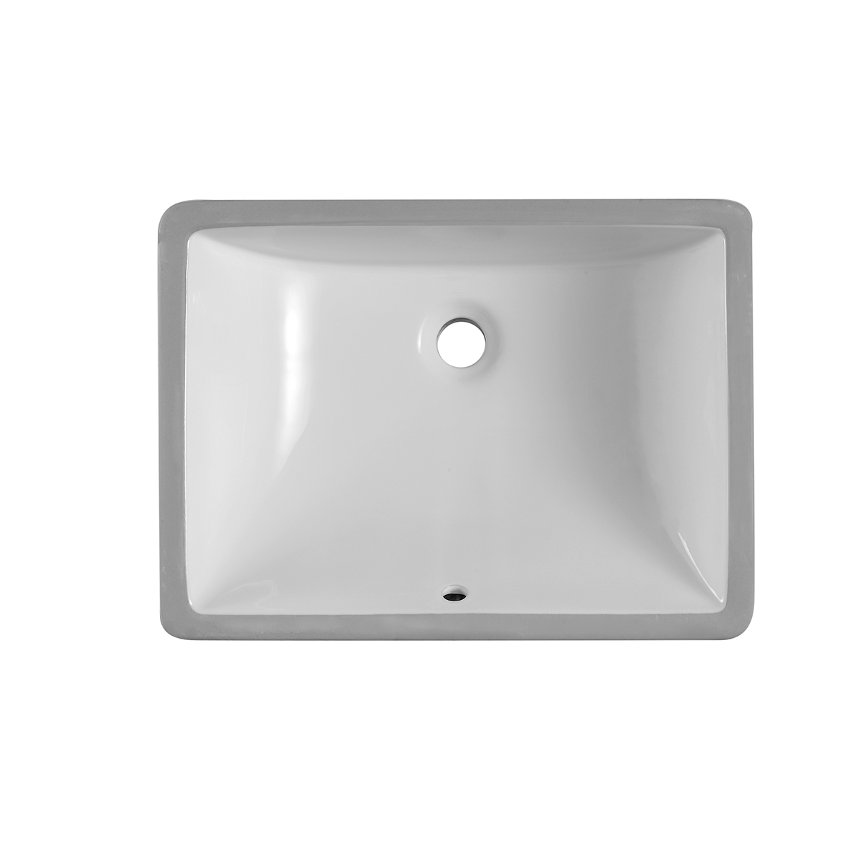 DAX Ceramic Square Undermount Bathroom Basin, 18", Glossy White BSN-202M-W