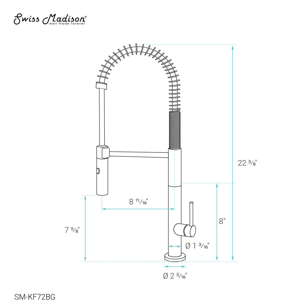 Chalet Single Handle, Pull-Down Kitchen Faucet in Brushed Gold